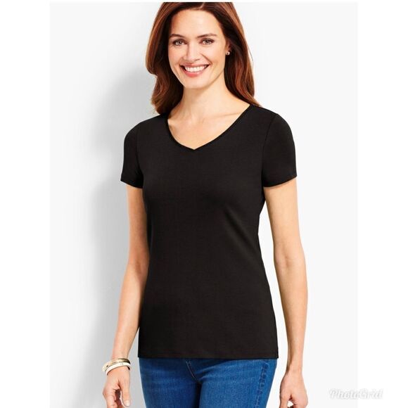 2/$30 PIMA COTTON V-NECK TEE PETITE - Picture 1 of 4